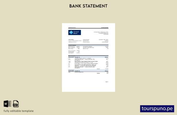 listo para imprimir plantilla de Excel de extracto bancario global de Liberia